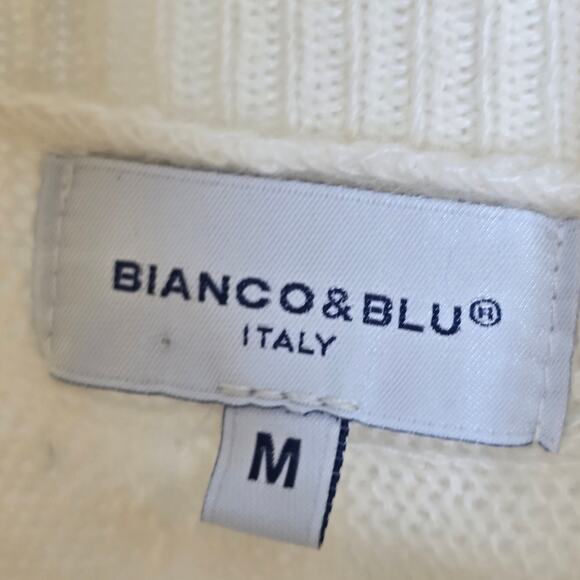 Bianco & Blu Cream Wool Cashmere Blend Turtleneck Sweater Size Medium Italy - Picture 3 of 7